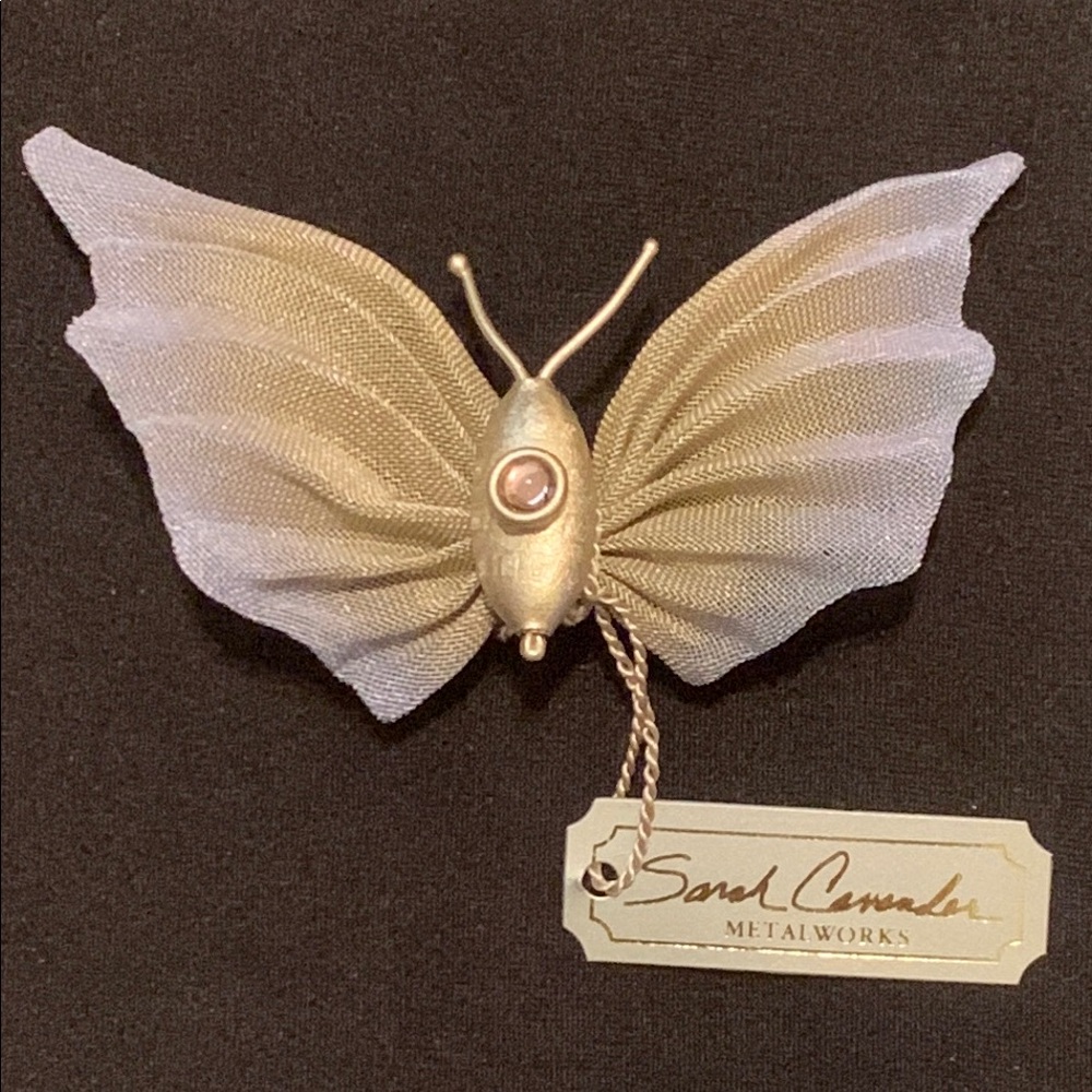 Sarah Cavender Metal Works Mesh Butterfly Brooch Pin NWT